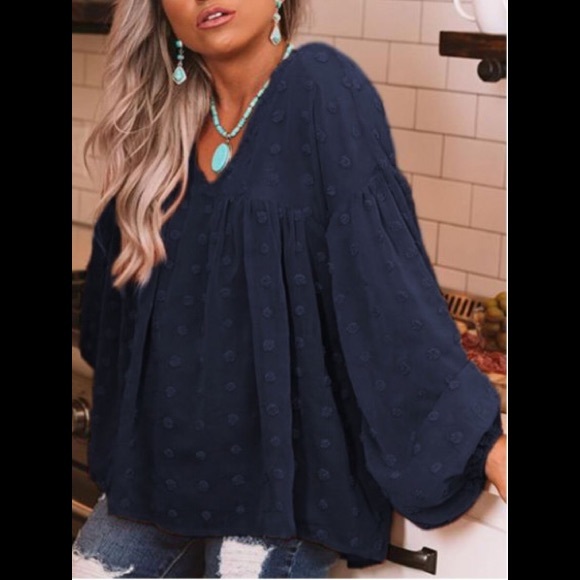 Lovely Deep V Neck Fold Design Loose Orange Tunic Style Blouse - Picture 8 of 9